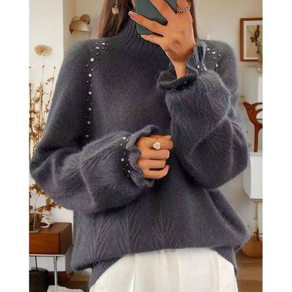 Pull pour femmes avec col roulé élégant et détails scintillants Chic und Stil