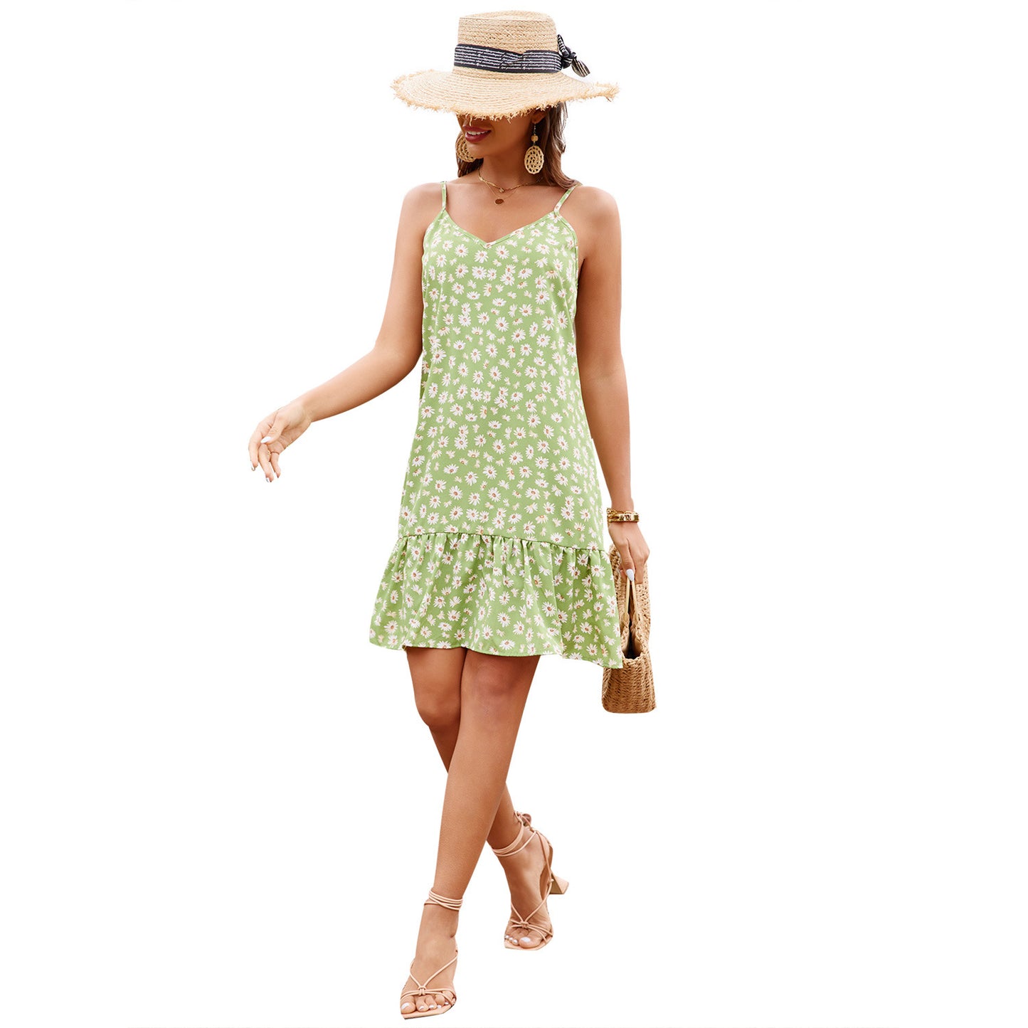 Robe décontractée pour femmes avec des détails en volants et un motif floral Chic und Stil