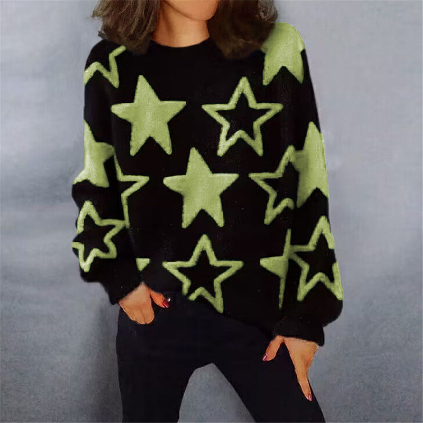 Dames Pull en tricot confortable avec motif étoilé et coupe décontractée Chic und Stil