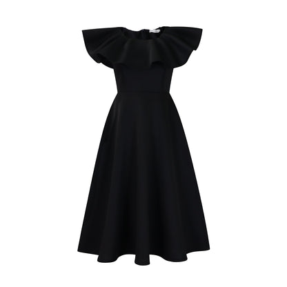 Robe maxi pour femmes avec col volumineux et jupe fluide Chic und Stil