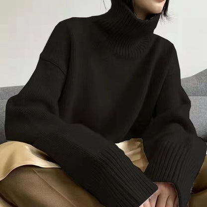 Dames Pull à col roulé douillet en tricot doux Chic und Stil