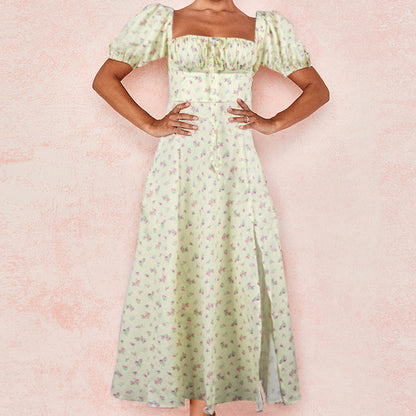 Robe maxi pour femmes avec manches bouffantes et design floral Chic und Stil