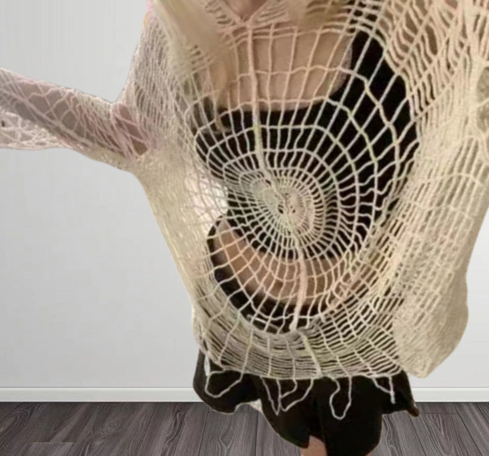 Dames crochet poncho avec mailles ouvertes Chic und Stil