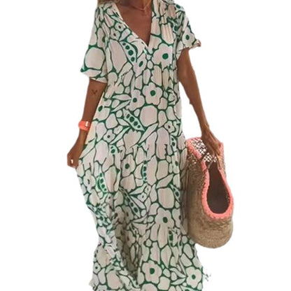 Dames Robe Maxi Florale Fluid Chic und Stil