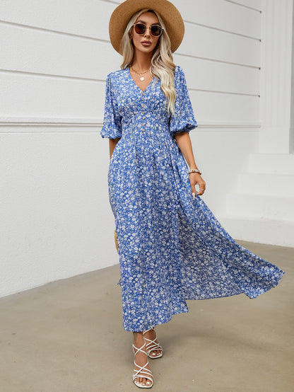 Robe maxi avec imprimé floral et fermeture à boutons pour femmes Chic und Stil