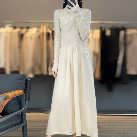Robe en tricot décontractée pour femme avec col haut et poches zippées Chic und Stil
