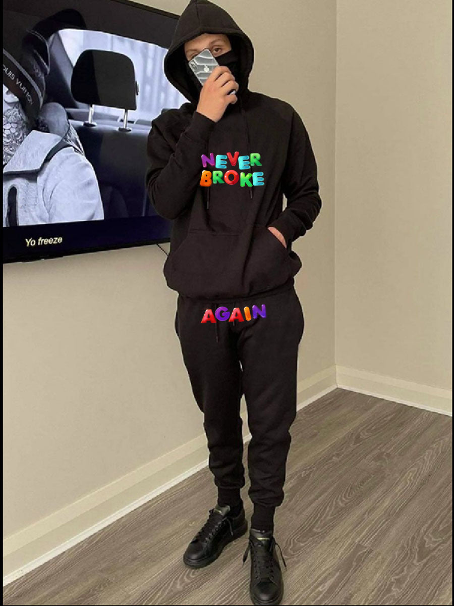 Chic and Style Women's Sport Hoodie and Jogging Pants Set with Creative Text Design