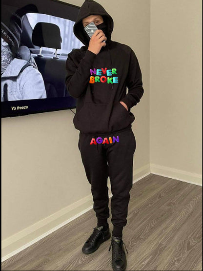 Chic and Style Women's Sport Hoodie and Jogging Pants Set with Creative Text Design