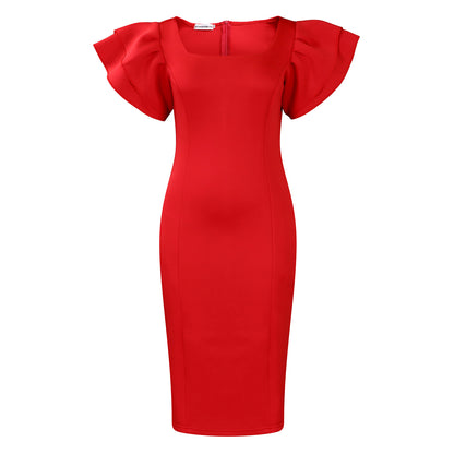 Dames Robe Élégante avec Manches Volumineuses Chic und Stil