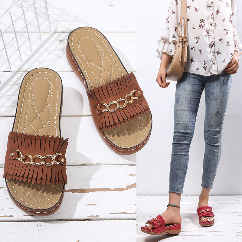 Dames Franges Slides Chic und Stil