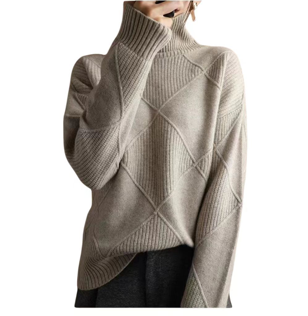 Pull oversized pour femmes avec col montant et design structuré Chic und Stil