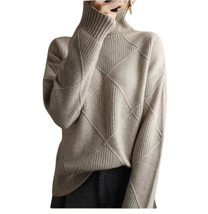 Pull oversized pour femmes avec col montant et design structuré Chic und Stil