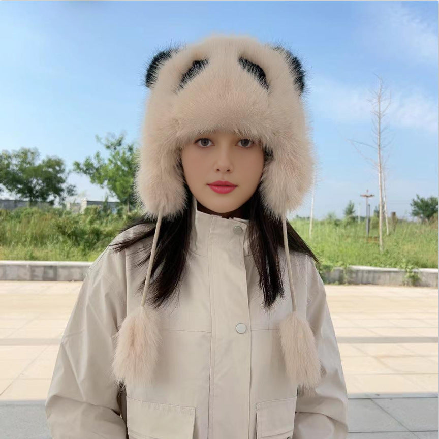 Dames Bonnet en peluche Panda avec oreilles tendance Chic und Stil
