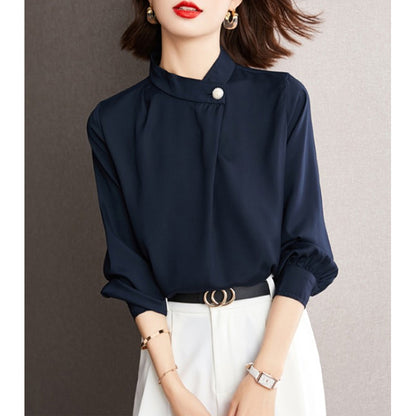 Blouse à col mandarin pour femmes Boutonnée Chic und Stil