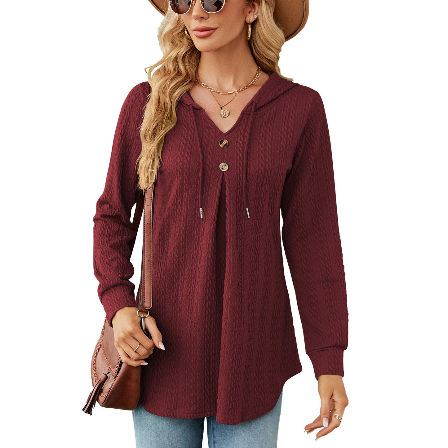 Dames Hoodie à manches longues avec design texturé Chic und Stil