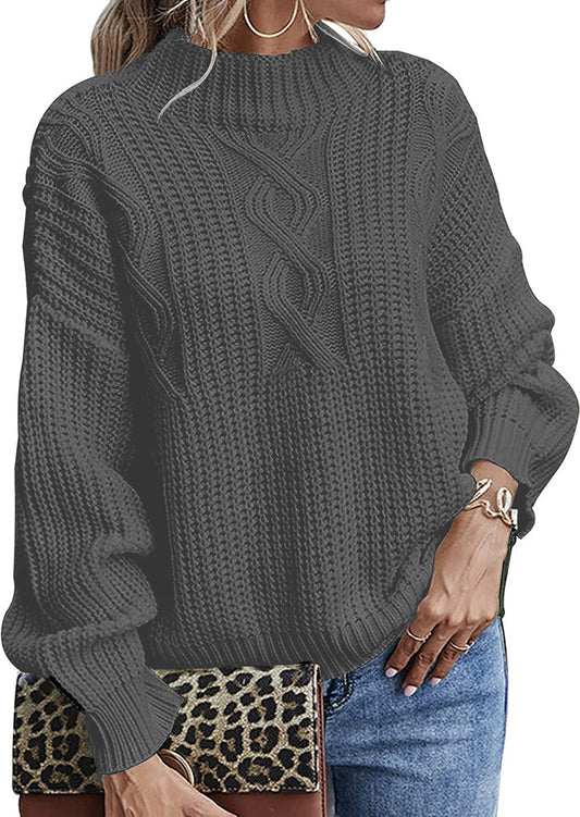 Pull en grosse maille pour femmes avec col haut et motif en relief décoratif Chic und Still