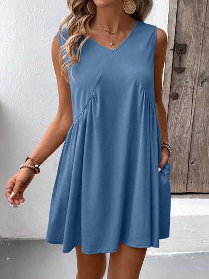 Robe femme fluide à décolleté en V avec poches latérales et coupe fluide Chic und Stil