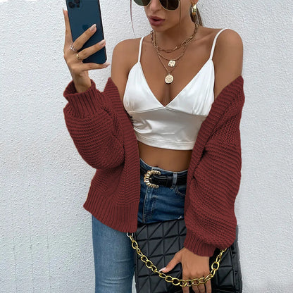 Dames gros cardigan en tricot à coupe décontractée Chic und Stil