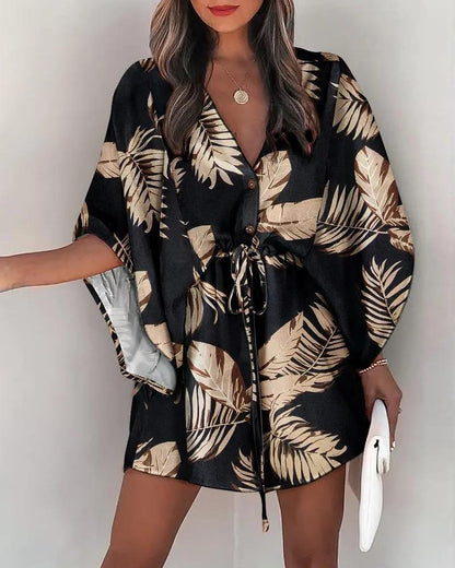 Robe chemise femme avec design floral et décolleté en V Chic und Stil
