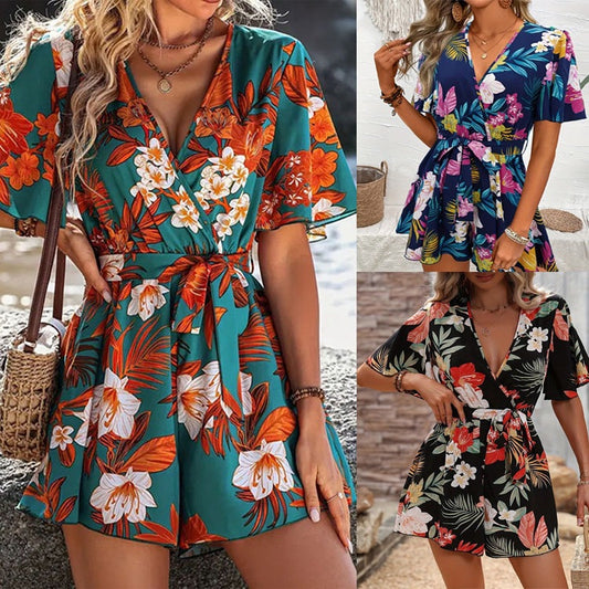 Dames Floral Wrap Jumpsuit Chic und Stil