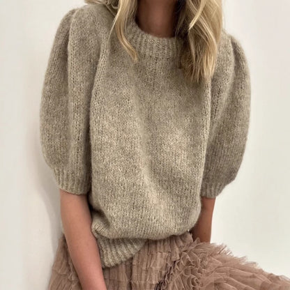 Pull en tricot doux à manches bouffantes pour femmes Chic und Stil