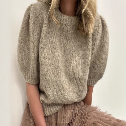 Pull en tricot doux à manches bouffantes pour femmes Chic und Stil