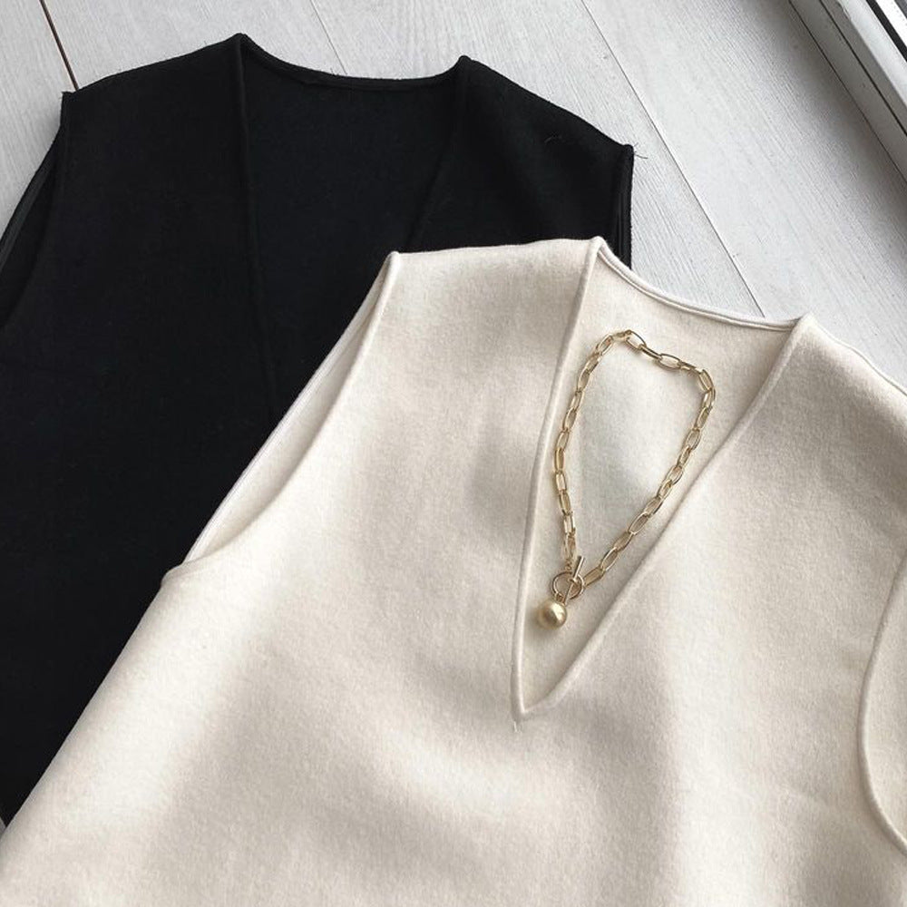 Dames gelaagde vest met diepe V-hals en tailleband Chic und Stil