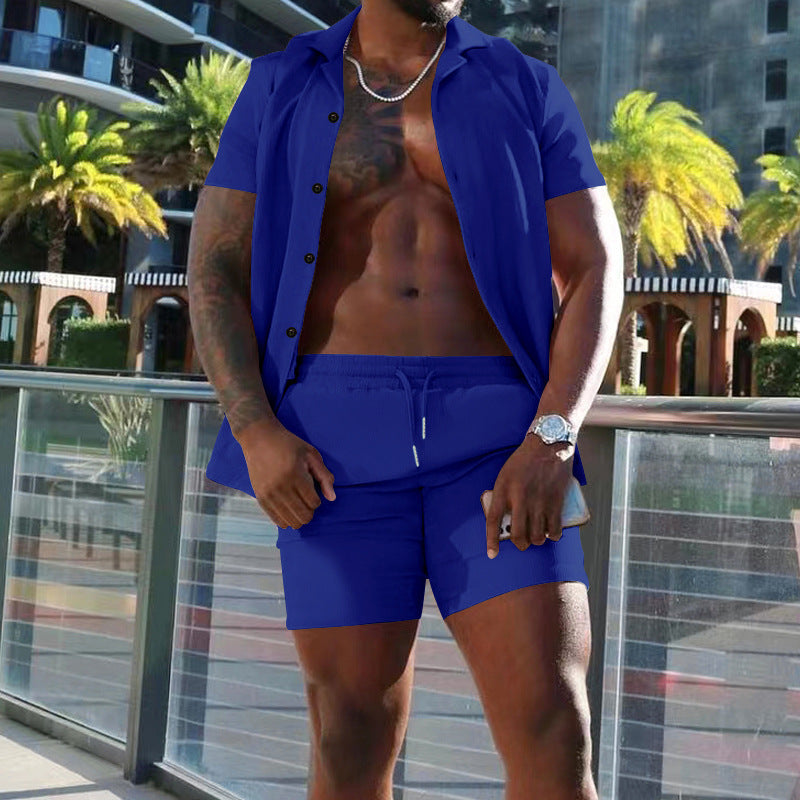 Homme décontracté ensemble chemise à manches courtes et shorts Chic und Stil