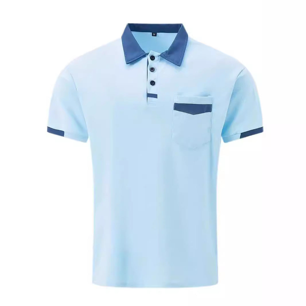 Polo de loisirs à manches courtes pour hommes avec poche contrastante Chic und Stil
