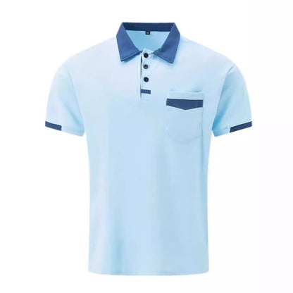Polo de loisirs à manches courtes pour hommes avec poche contrastante Chic und Stil