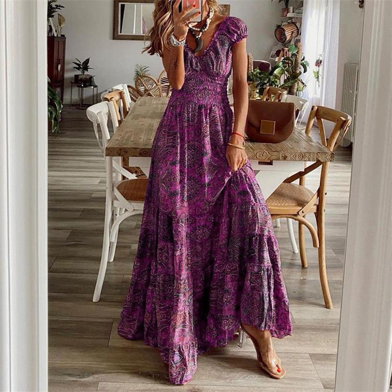 Femmes Robe Maxi Dos Rétro Chic und Stil