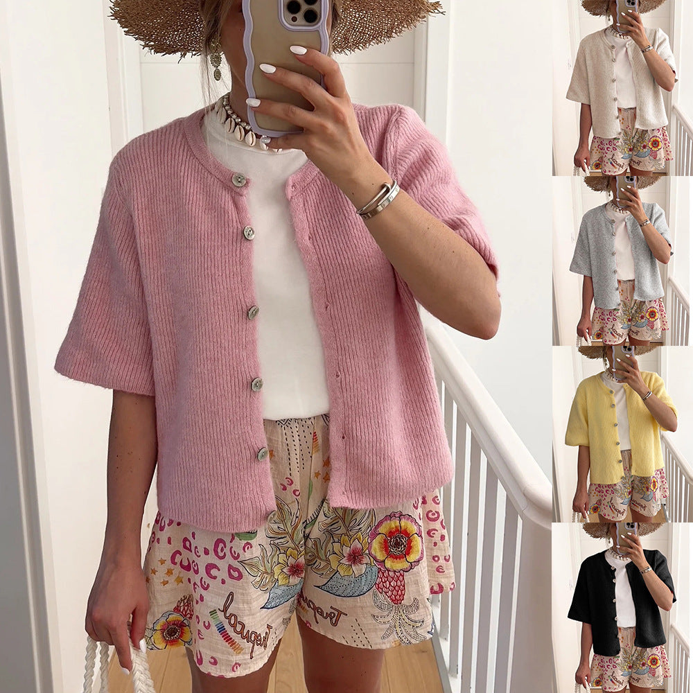 Dames gilet léger avec manches courtes et boutons décoratifs Chic und Stil