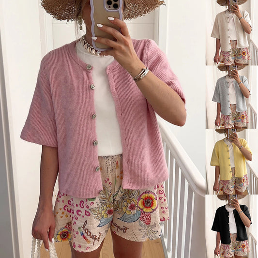 Dames gilet léger avec manches courtes et boutons décoratifs Chic und Stil