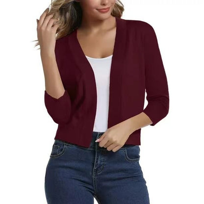 Dames cardigan décontracté avec devant ouvert et manches 3/4 Chic und Stil