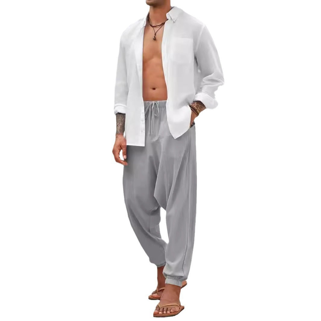 Casual harem pants for men with elastic waist and deep pockets Chic and Style