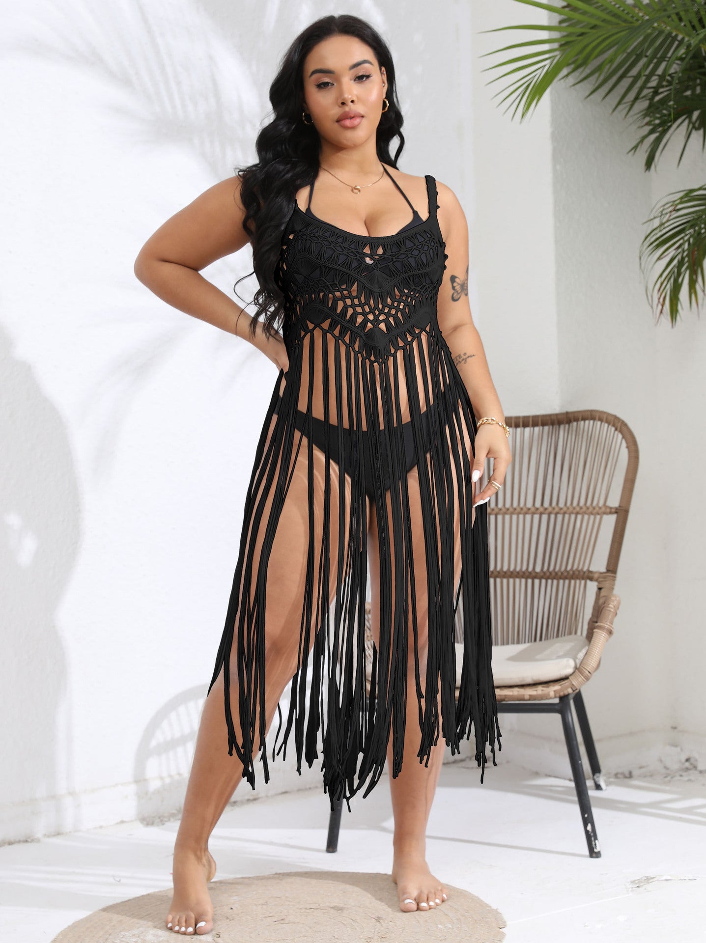 Dames crochet franges couvre-épaule plage Chic und Stil