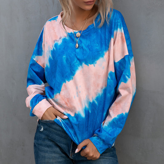Chemise à manches longues tie-dye décontractée pour femmes Chic und Stil
