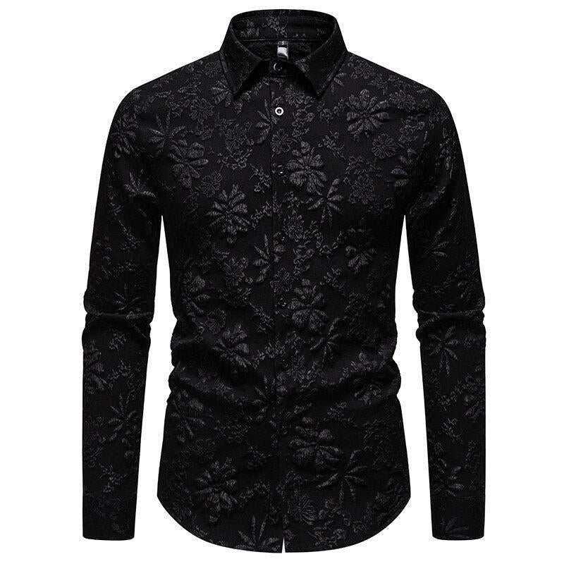 Chemise à manches longues pour hommes avec broderie florale riche en détails Chic und Stil