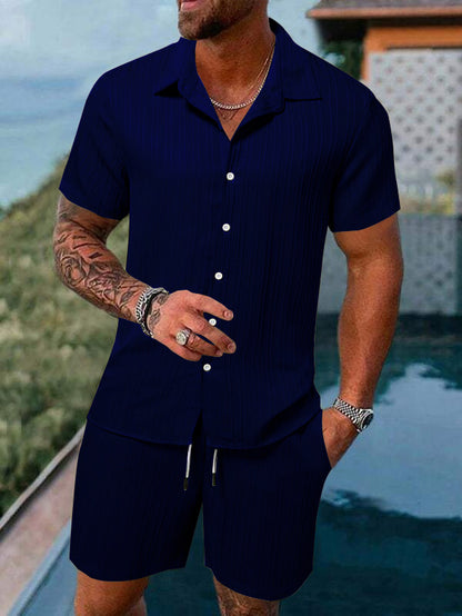 Chemise à manches courtes en rayures pour hommes Set Chic und Stil