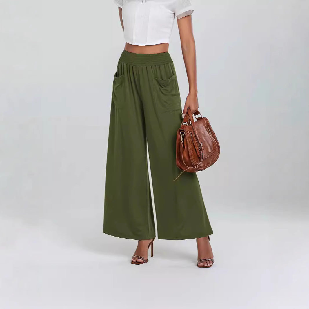 Women's Palazzo Pants with a Loose Fit, Elastic Waist and Convenient Pockets Chic and Style