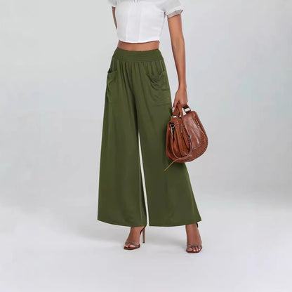 Women's Palazzo Pants with a Loose Fit, Elastic Waist and Convenient Pockets Chic and Style