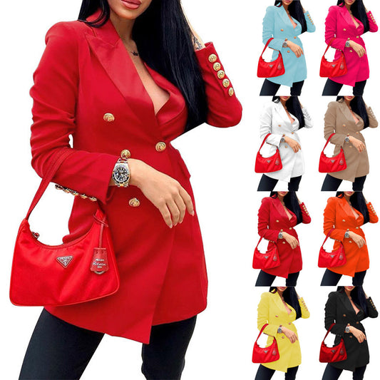 Veste femme double boutonnage tendance avec détails de boutons élégants Chic und Stil