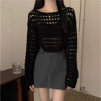 Femme pull en crochet surdimensionné et aérien avec une coupe ample Chic und Stil