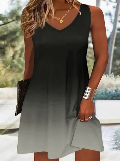 Robe A-ligne à décolleté en V Chic und Stil pour femmes Freizeit