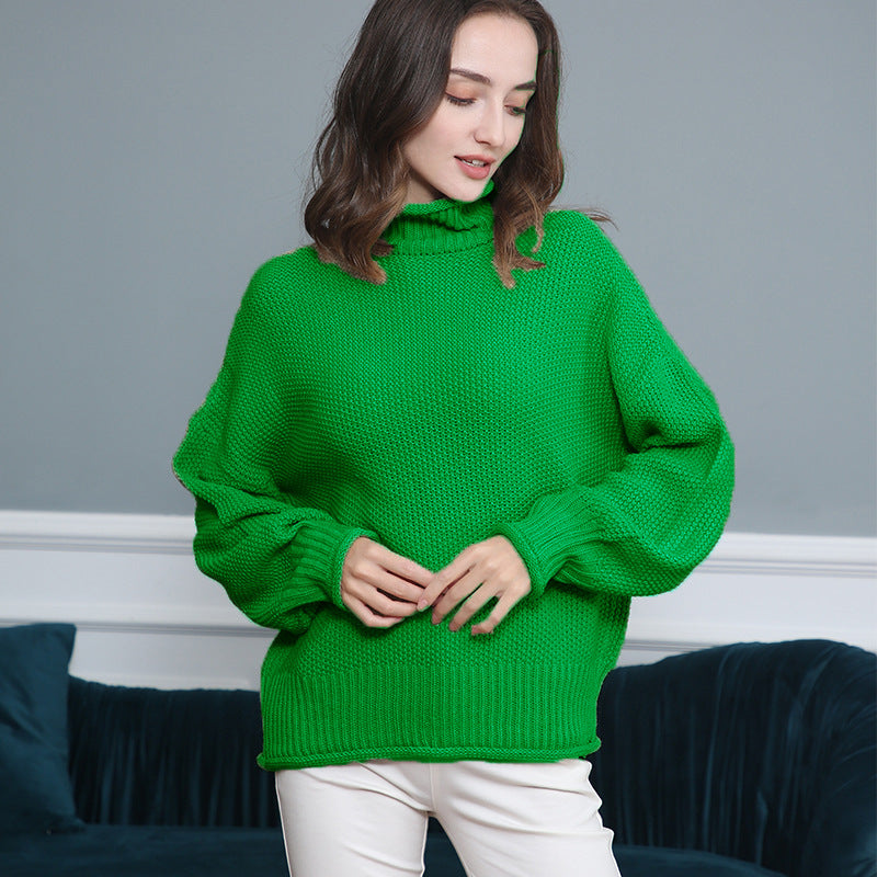 Pull femme en grosse maille avec col roulé et coupe aérienne Chic und Stil