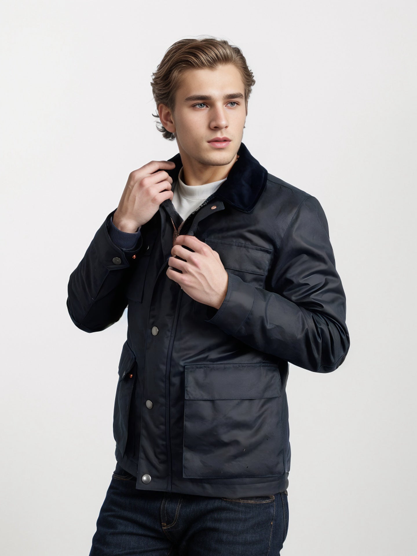 Functional sports jacket for men with practical pockets and high collar Chic and Style