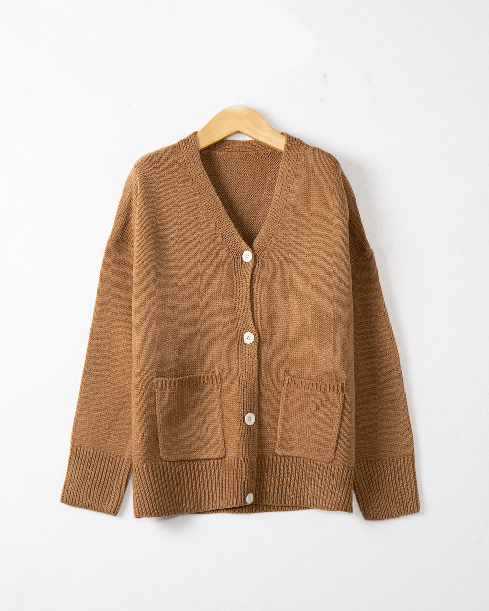 Dames Gros Tricot Cardigan avec poches pratiques et décolleté en V Chic und Stil