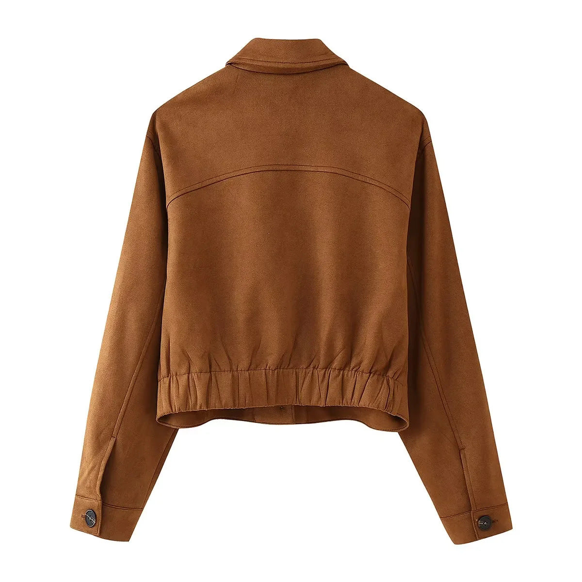 Trendy suede jacket for women with practical pockets and elegant details Chic and Style