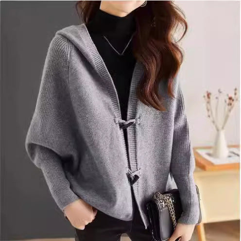 Dames pull en laine douillet avec capuche et coupe légèrement oversize Chic und Stil