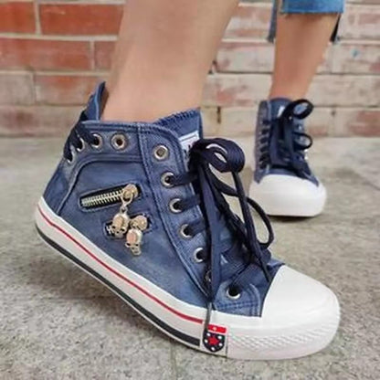 Baskets hautes pour femmes au look vintage moderne avec des détails de fermeture éclair tendance Chic und Stil